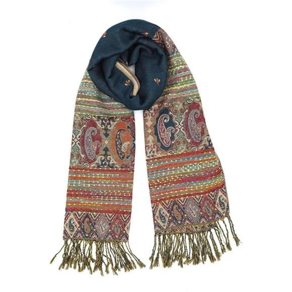 Accessories - SOFT Silky Reversible Paisley Pashmina Shawl Wrap Scarf Ethnic Teal